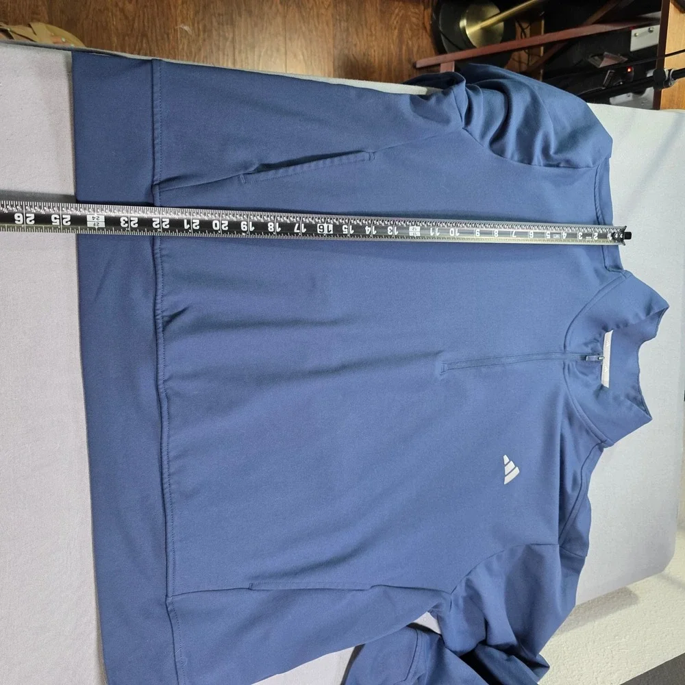 Adidas Mens XL Navy Blue Quarter Zip Pullover Long Sleeve Golf Training Jacket